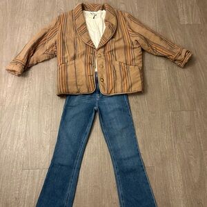 Free People Brown and Blue Puffer Jacket